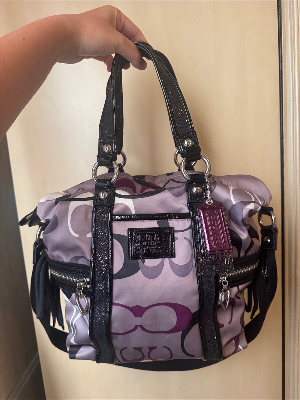 Coach Purple & Black Signature Logo Satchel